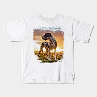 Great Dane At Sunset Kids T-Shirt